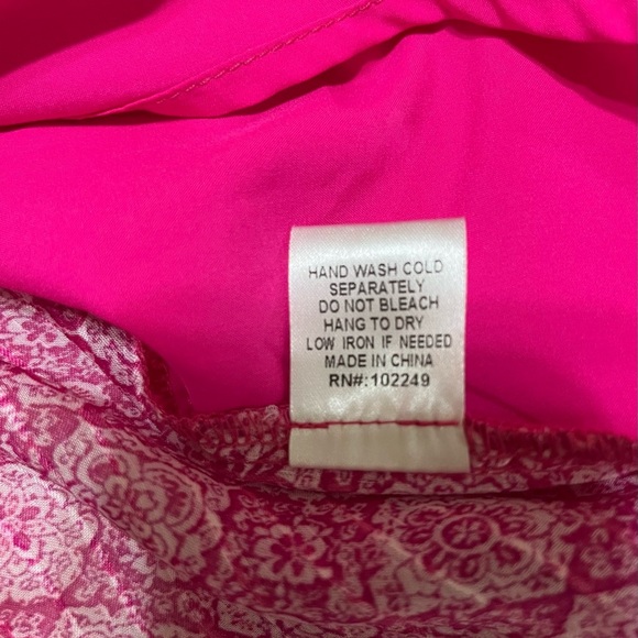 Skies Are Blue Small Long Sleeve Blouse Pink & White Tie Ruffles Lined GORGEOUS - Picture 5 of 5